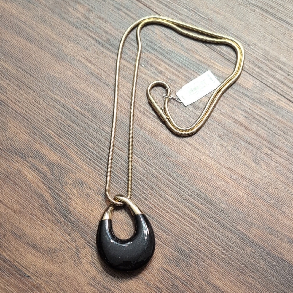 Michael Kors Black and Gold Teardrop Necklace